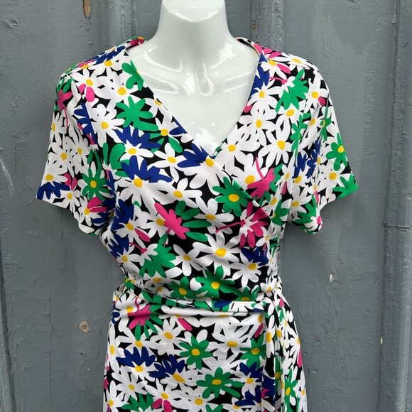 Diane Von Furstenberg New Julian Two Garden Daisy Multi Wrap Dress, approx 8 - Picture 7 of 16